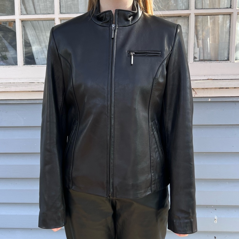Boston Harbour real leather size M jacket ladies so soft biker lady
